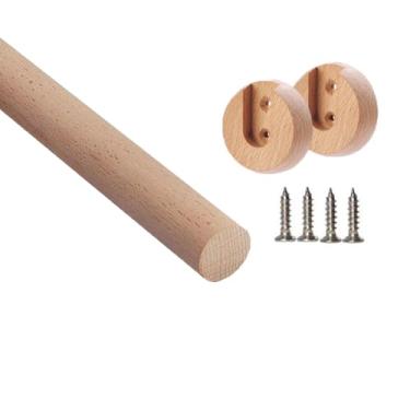 Imagem de YDJIANCAI 1 tubo de madeira para guarda-roupa, haste de armário com base, haste redonda para pendurar, corte personalizado no tamanho. Até 150 cm de comprimento (tamanho: 90 cm (35,4 pol.)