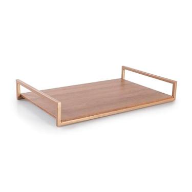 Imagem de Bandeja Frame Dourada/Freijó 25x40cm - Design Elegante e Prático para Servir e Decorar Forma Utilidades