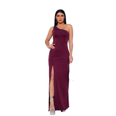 Imagem de Vestido Feminino Longo Com Fenda Lateral Nula Manga Ideal Para Festa F