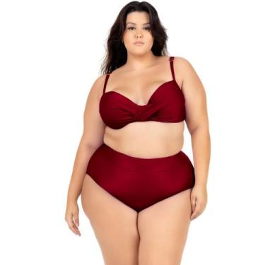 Imagem de Biquini Plus Size Feminino Com Bojo Cintura Alta Laço Verao - Hype Mod