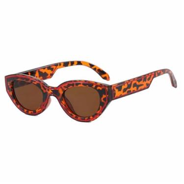Imagem de Óculos de Sol Femininos Candy Color Gradient Cat Eye com Proteção UV400 para Esportes ao Ar Livre, Corrida e Ciclismo, Estampa de Leopardo Marrom