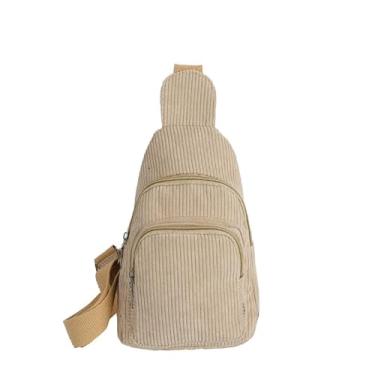 Imagem de Bolsa tiracolo feminina de veludo cotelê moderna mochila casual bolsa de peito, Verde, Bolsa tiracolo moderna de veludo cotelê mochila casual