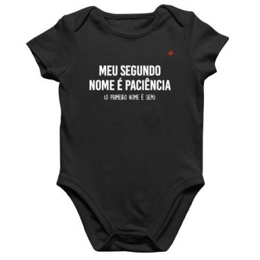 Imagem de Body Bebê Algodão Meu segundo nome é paciência - Foca na Moda, Preto, 