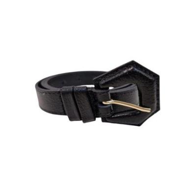 Imagem de Cinto Fino Feminino em Couro Fivela Encapada 025 Preto G-Feminino