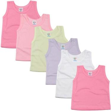 Imagem de Kit 6 camisetas de bebê 100% algodão regata little baby 320, P e M, Fe
