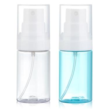 Imagem de Gungtien Pacote com 2 frascos de spray de viagem pequenos de 38 g, frascos de spray de névoa fina, portátil, recarregáveis, conjunto de frascos de viagem de plástico para toners, perfume, água de