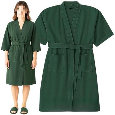 Imagem de Roupão de Banho Unissex 100% Algodão Atoalhado – Tamanho Único 38-48, Seca Bem para Piscina, Natação, Judo e Casa (VERDE MANGUEZAL,UNICO - VESTE 38 AO 48)
