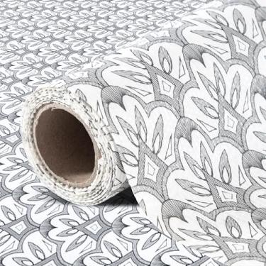 Imagem de FIFTY FEET Forro de prateleira não adesivo de 30,5 x 304,8 cm para armários e gavetas de cozinha, forro de armário de PVC antiderrapante lavável (floral preto) (2 rolos)