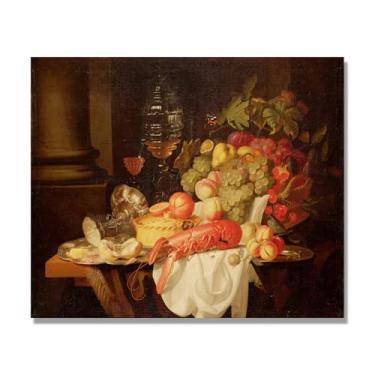 Imagem de NHLDZYH Arte em tela vintage de frutas mortas, pintura clássica de cozinha country, decoração de parede de casa de fazenda quente para sala de jantar e cozinha. A24. 30x36cm-11,8x14,2 pol. Somente