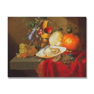 Imagem de Arte em tela vintage de frutas mortas, pintura clássica de cozinha country, decoração de parede de casa de fazenda quente para sala de jantar e cozinha. A69. 40 x 50 cm-15,8 x 19,7 pol. Somente tela
