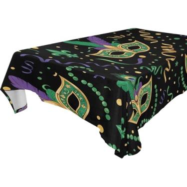Imagem de Blueangle Toalha de mesa com máscara de carnaval – Toalha de mesa quadrada de poliéster impermeável e resistente a manchas para ambientes internos e externos, 137 x 137 cm (700)