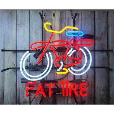 Imagem de COONidos Placas De Neon Vermelhas Bicicleta Com Pneu Largo, Luzes Para Decoração Parede Quarto, Placa Vintage Personalizada, 20" X 24"