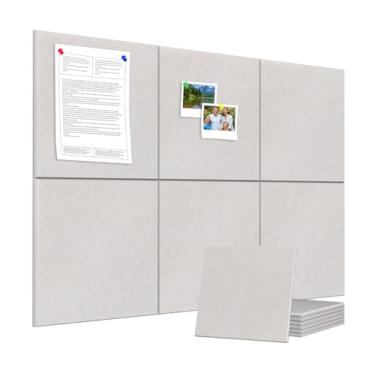 Imagem de Quadro de avisos alternativo de cortiça grande de 91 x 61 cm - pacote com 6 azulejos de parede de feltro removíveis com 20 pinos, quadros de cortiça grandes para paredes, quadro de cortiça para