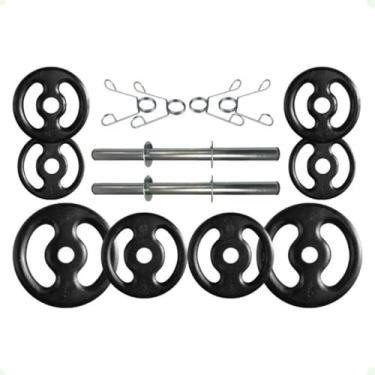 Imagem de Kit com Barras de Halteres e Anilhas de Ferro Fundido - 22 Kg