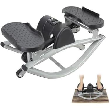 Imagem de Rock Stepper Fitness Machine - Equipamento de treino doméstico para pernas, glúteos e abdominais, Stepper lateral portátil de baixo impacto com display digital para cardio lateral, unissex(Prata)
