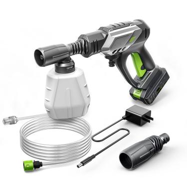 Imagem de Máquina de lavar carro sem fio, bateria de lítio, pistola de água elétrica portátil de alta tensão, balde autoescorvante, máquina de lavar carro com pote de espuma para lavagem de carro