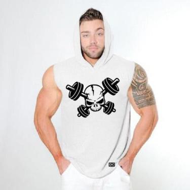Imagem de Camiseta Regata Capuz Masculino Treino Academia Caveira Personalizado 