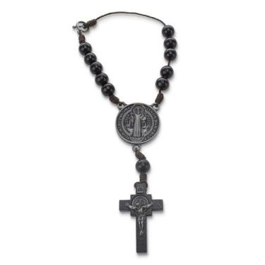 Imagem de Dezena São Bento Onix Preta Madeira 10 mm - Amém Decoração Religiosa