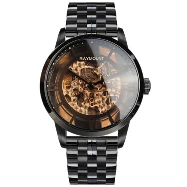 Imagem de FORSINING Relógio masculino automático com movimento mecânico, mostrador esqueleto e pulseira de couro, Preto