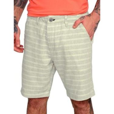 Imagem de Bermuda Calvin Klein Jeans Masculina Linen Striped Cadarço Areia-Masculino