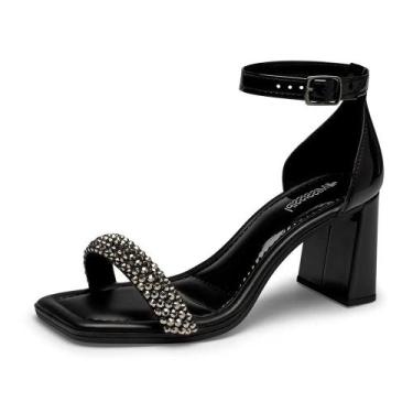 Imagem de Sandalia Mississipi Com Tira Em Strass Fivela, Preto, 35