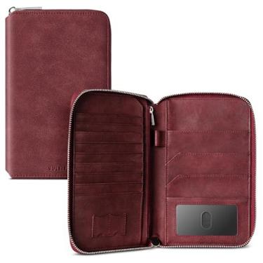 Imagem de VULKIT Porta-passaporte para família de viagem, carteira com vários porta-documentos de viagem para uma família de 3 a 4 pessoas, bolsa organizadora de documentos para cartões de crédito, identidade