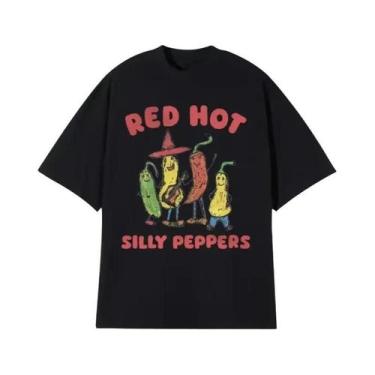 Imagem de Camiseta Oversized Red Hot Silly Peppers, Vintage, Verão, Design Engra