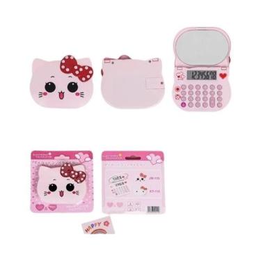 Imagem de Espelho Calculadora Portátil Mini Estilo Gatinho Fofo KT Espelho De Ma