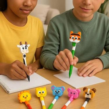 Imagem de Caneta Blocos Montáveis Kit 12 Unidades Caneta Colorida Escolar Encaix