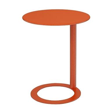 Imagem de Mesa lateral em forma de C para espaços pequenos, mesa de canto redonda de café para sala de estar, mesa de cabeceira moderna para decoração de casa fácil de montar