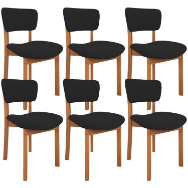 Imagem de Kit 06 Cadeiras Para Sala De Jantar Cozinha Living Estofada Dara L02 Suede Preto - Lyam Decor