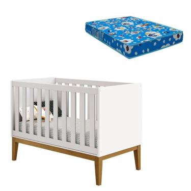 Imagem de Berço Americano New Classic Branco Com Pés Madeira E Colchão - Reller