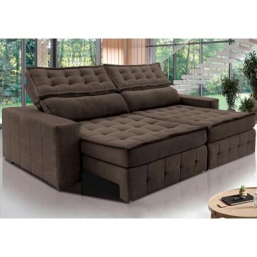 Imagem de Sofá Retrátil E Reclinável 3,15M Cama Inbox Big Puffer Com Softgel D40 Velupluma Café
