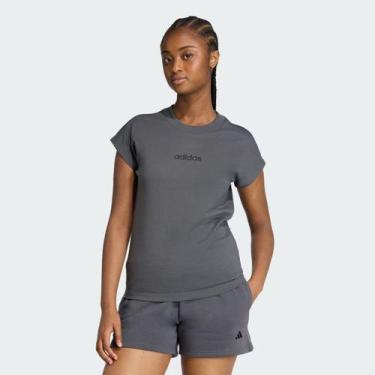 Imagem de Camiseta Adidas Logo Linear Feminina Cinza Escuro, P