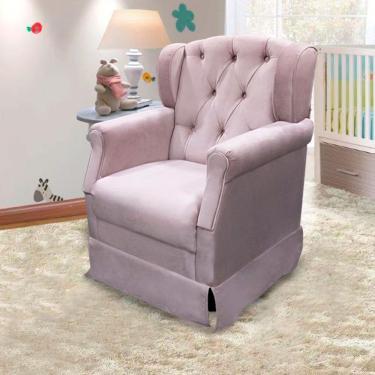Imagem de Poltrona Cadeira De Amamentação Balanço Ternura Veludo Rosê - Speciale Home Veludo Rose