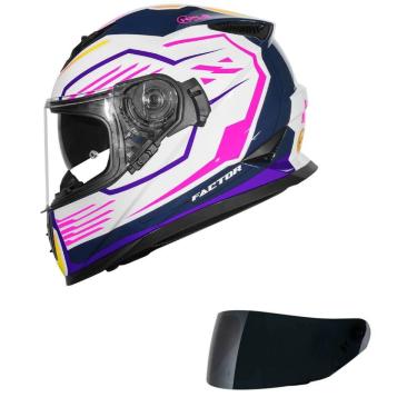 Imagem de Capacete Norisk Soul II Factor Branco e Rosa Mais Viseira Fumê