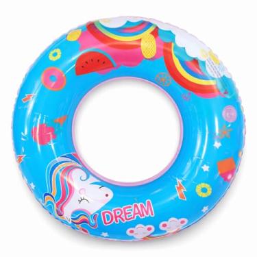 Imagem de Boia Inflável Infantil Unicórnio Dream – Boia de Piscina para Criança – PVC Reforçado – Verão, Praia e Piscina – Cores Azul e Rosa – Tamanhos 60cm 70cm 80cm 90cm (Rosa, 80 cm)