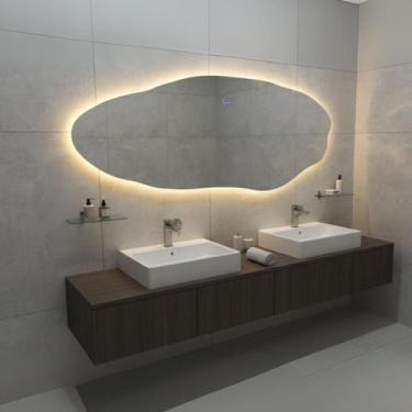 Imagem de Espelho de Parede Orgânico Pinterest Vênus 150x40cm com LED Touch Scre