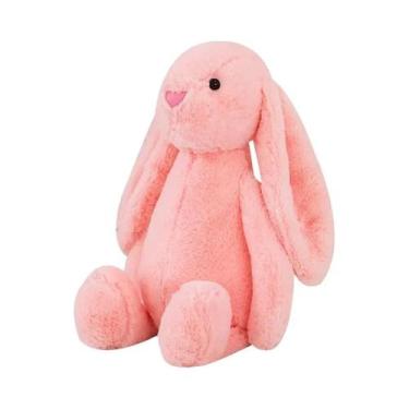 Imagem de Coelhinho De Pelúcia Rosa Tímido Para Crianças, Brinquedo Calmante Par