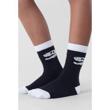 Imagem de Meia infantil menino de dinossauro Brandli, M, Preto