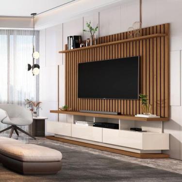 Imagem de Rack com Painel Ripado para TV até 72 Polegadas 192cmx180cm 3 Gavetas 