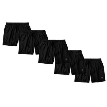 Imagem de Kit 5 Bermudas Life Lisa Short Liso Masculino Básico Mauricinho Tactel - Preto-Unissex