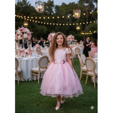 Imagem de Vestido Juvenil Vila Lele Luiza Rosa Bebê para Festas e Ocasiões Espec