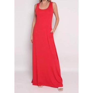 Imagem de Vestido Maria Paes Longo de Bolso Vermelho-Feminino