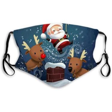 Imagem de Máscara facial Christmas Santa Elk Print de algodão respirável - yiwei