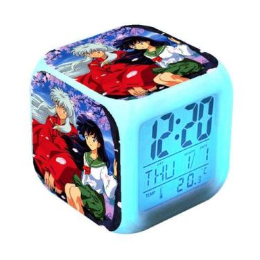 Imagem de Relógio digital LED em forma quadrada de Inuyasha com alarme para cria