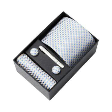 Imagem de Conjunto De Gravata, Abotoaduras E Lenço De Bolso Masculino Preto Arte