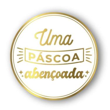 Imagem de Adesivo "Uma Páscoa abençoada" - Ref.2143 - Hot Stamping - Dourado - 5