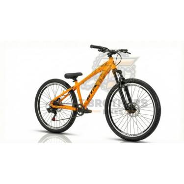 Imagem de Bicicleta Aro 26 Freeride GTA Rebel 1X7 Freio a Disco Aros Flay, Laran