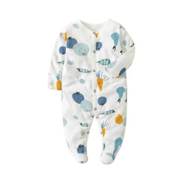 Imagem de Macacão De Algodão Macio Para Bebês Meninas E Meninos Com Mangas Longa